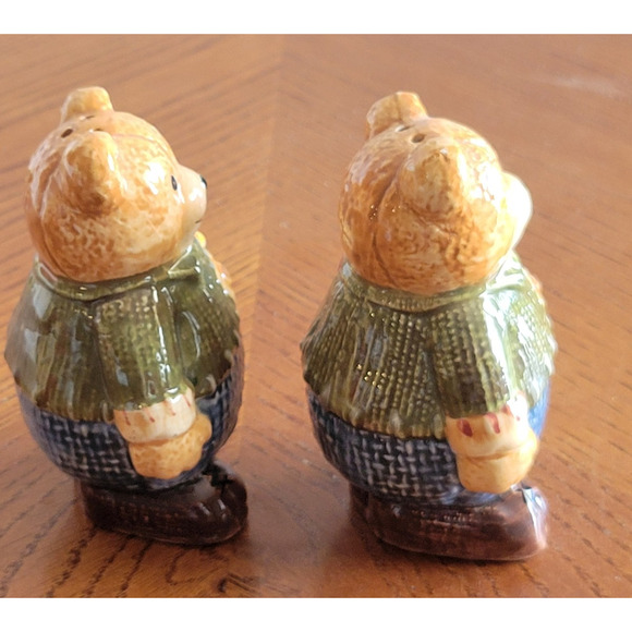 VTG CKAO Salt and Pepper Shaker Country Welcome Bears Ceramic Cute Country Decor - Picture 7 of 9